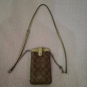 Coach North/South Phone Crossbody In Signature Canvas C7397